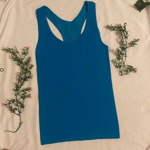 2/$20 Blue Ribbed Racerback Fitted Workout Activewear Tank Top Medium